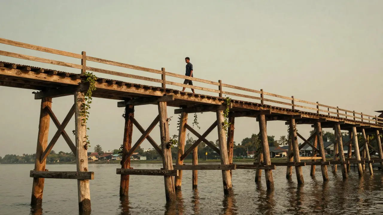 Jembatan kayu tua di Pontianak yang masih kokoh setelah lebih dari 90 tahun.